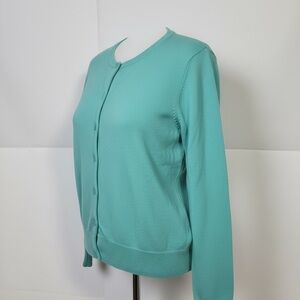 LLBean Women’s Turquoise Cardigan Sweater Size Large